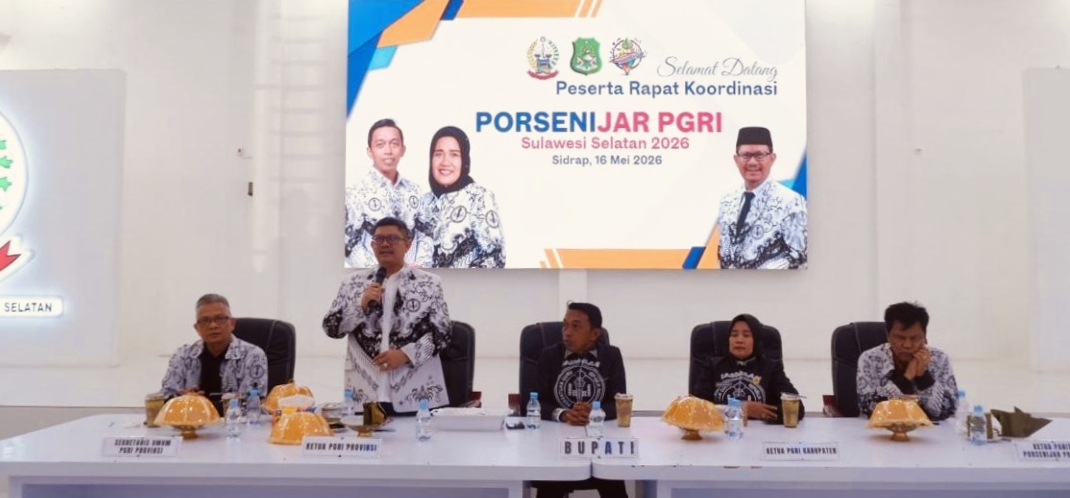Kesiapan Porsenijar PGRI Sulsel 2026 di Sidrap Sudah 98 Persen, Duet Syaharuddin-Nur Kanaah Banjir Pujian.
