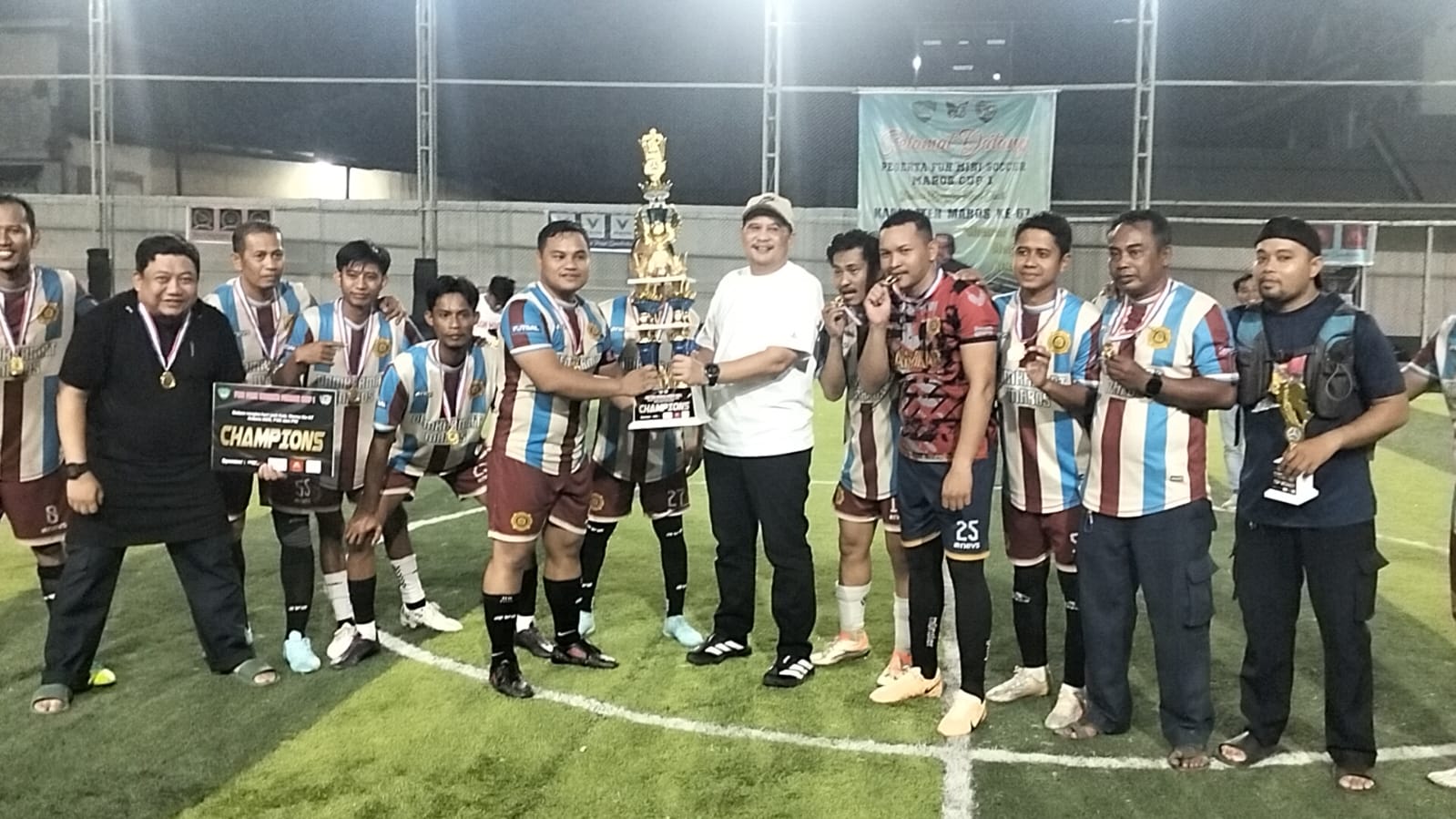 Tumbangkan Setda Lewat Gol Indah Iqbal, Damkar Maros Segel Juara 1 Fun Mini Soccer Hari Jadi ke-67 Maros